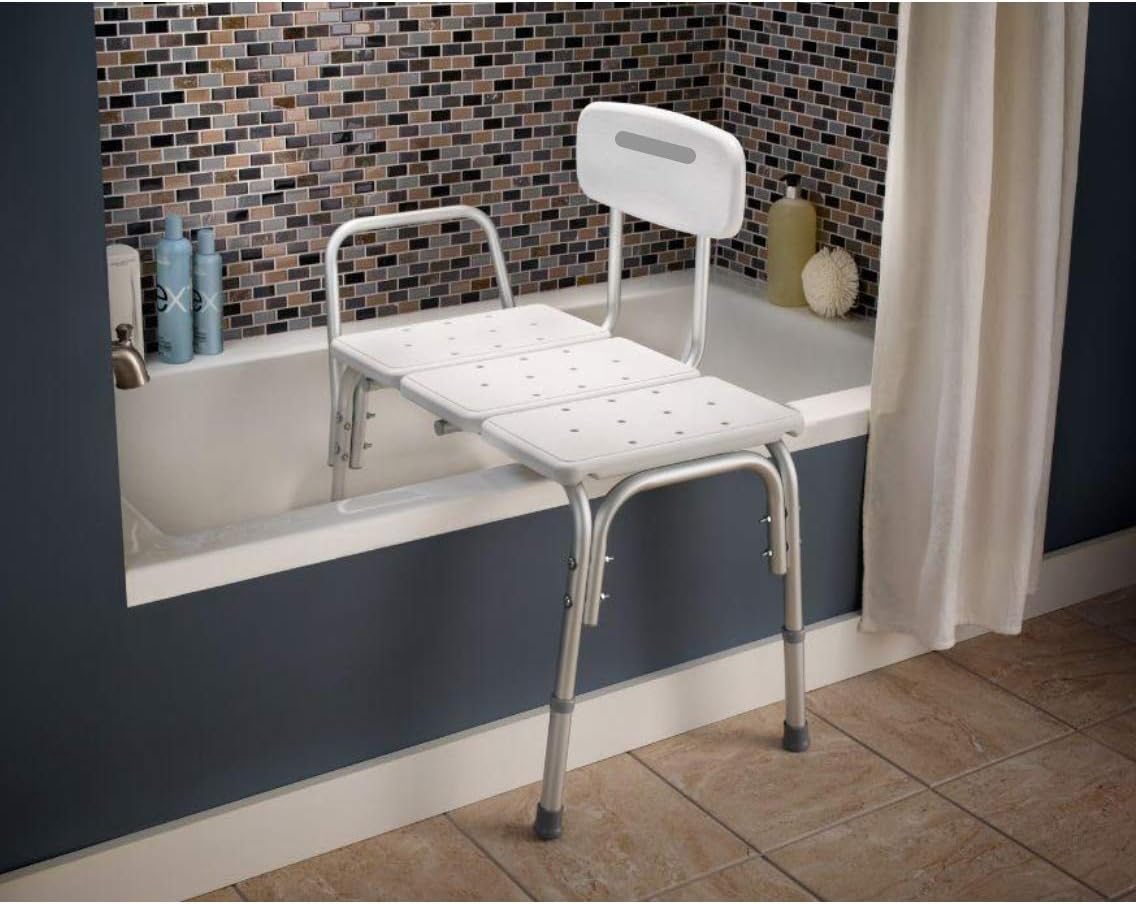 Carex Tub Transfer Bench - Shower Chair Transfer Bench with Height Adjustable Legs - Convertible to Right or Left Hand Entry