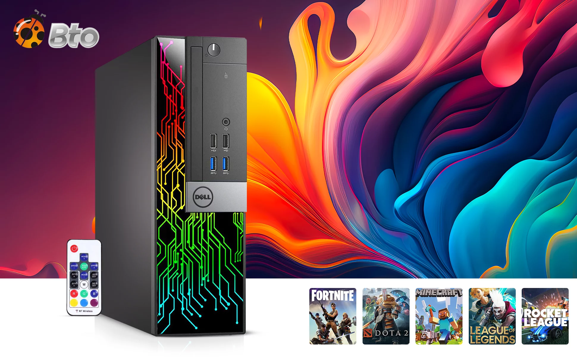 Restored Dell RGB Gaming Computer Desktop PC, Intel Core i7 6th Gen. Processor, 16GB DDR4 Ram, 256GB SSD + 1TB HDD, AMD Radeon RX 550, WiFi