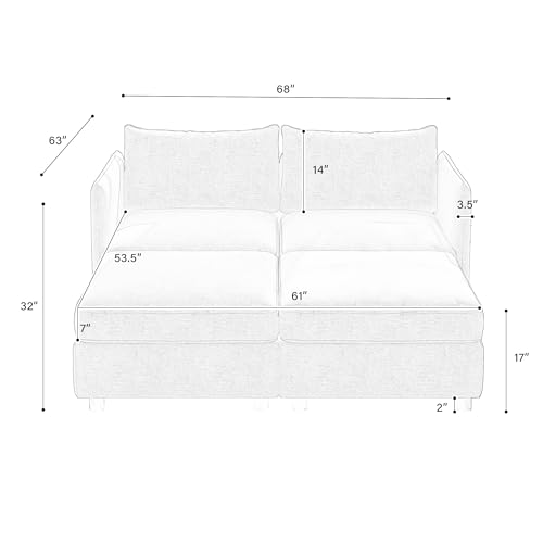 Oversized Modular Storage Sectional Sofa Customizable Seating Group Sofa&Couch Convertible Sleeper Sofabed with Movable Ottomans and Seat