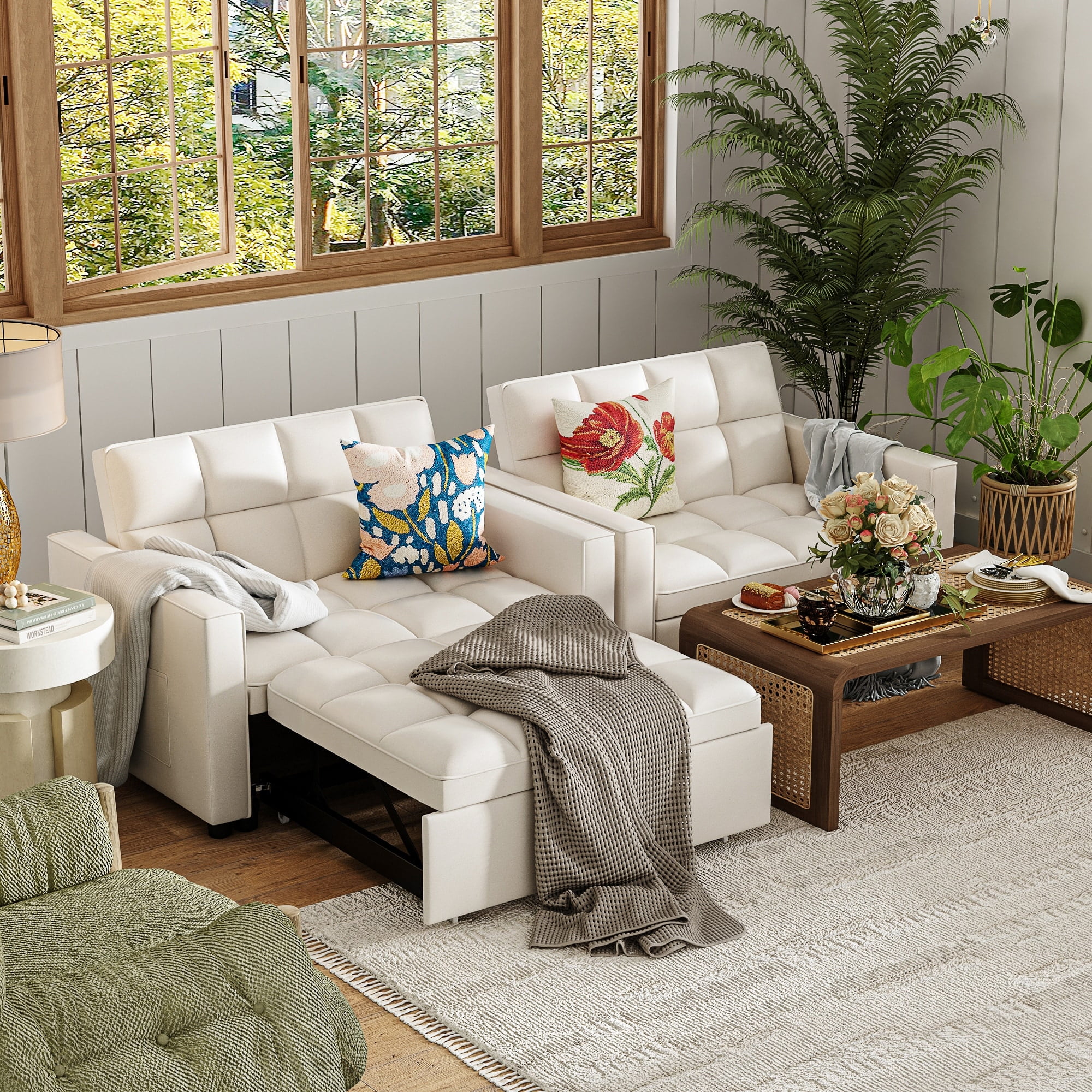 3 in 1 Convertible Sleeper Sofa Bed Twin Size,Love Seat Lounge Sofa
