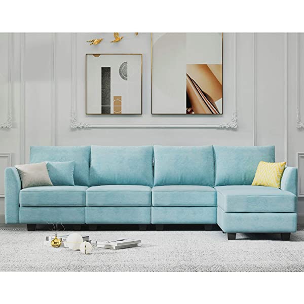 HONBAY Convertible Sectional Sofa U Shaped Couch with Reversible Chaise Modular Oversized Couch Sectional Sofa with Ottomans