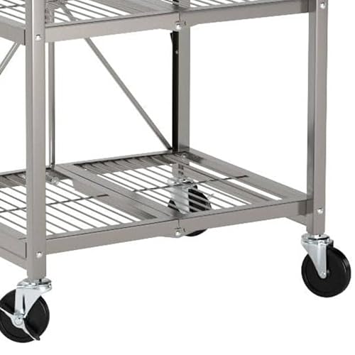 Origami Folding Kitchen Cart on Wheels, 3-Tier Foldable Rolling Cart - Chefs Outdoor Cart for Wine and Food, Microwave Cart, Plating Shelf