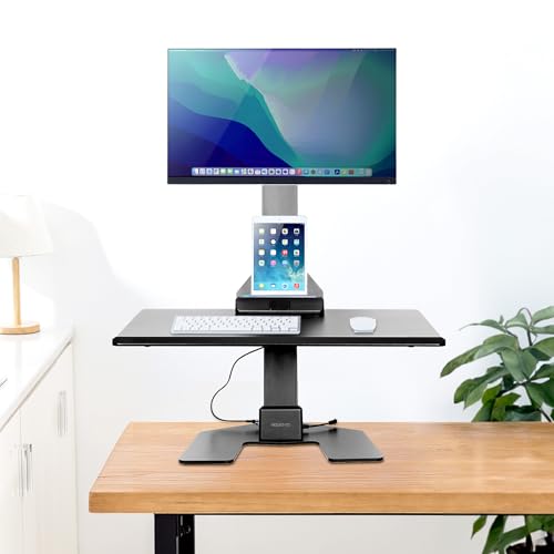Mount-It! Electric Standing Desk Converter - Motorized Sit-Stand Desk Riser with Monitor Mount