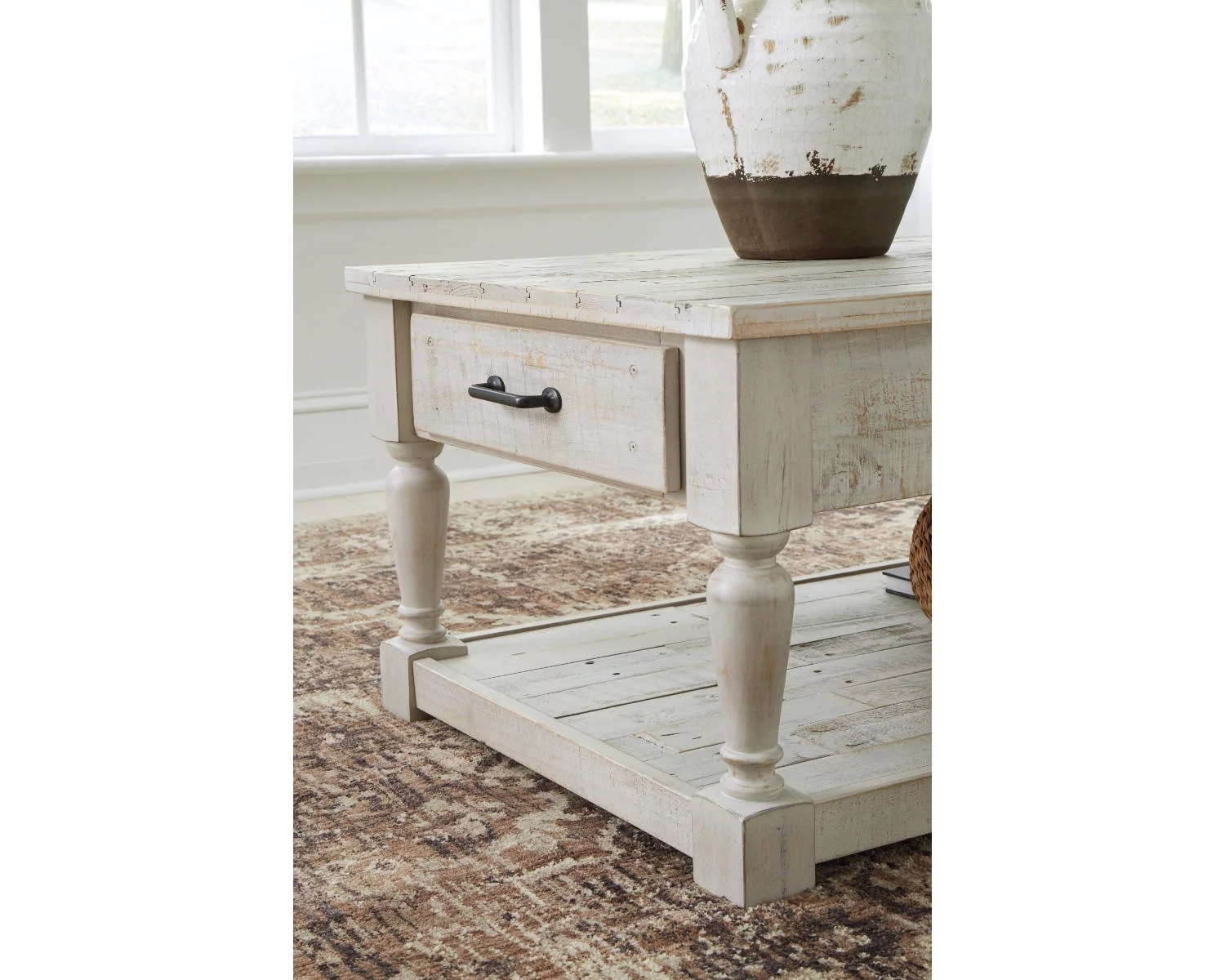 Signature Design by Ashley Shawnalore 2 Drawer Coffee Table, Whitewash