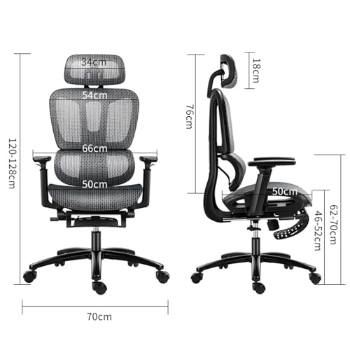 Ergonomic Office Chair with Footrest Mesh Swivel Chair High Back Mesh Executive Chair with Lumbar Support 3D Armrest & Adjustable Headrest Computer