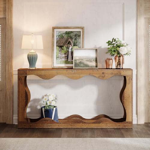 Tribesigns 63 Inches Farmhouse Console Table with Storage, Couch Table Behind Sofa, Long Entryway Sofa Station, Narrow Console Stand