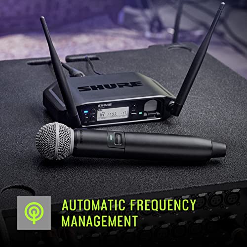 Shure GLXD124R+/85 Dual Band Pro Digital Wireless Microphone System for Church, Karaoke, Vocals - 12-Hour Battery Life