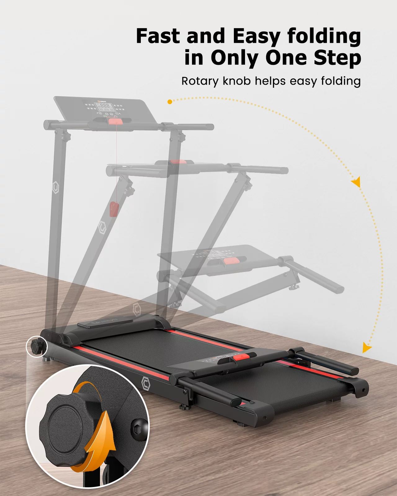 UREVO Folding Treadmill, 2.25HP Portable Mini Treadmills for Home Office, Compact Threadmill with 12 HIIT Modes, LCD Display, 265 lbs Capacity