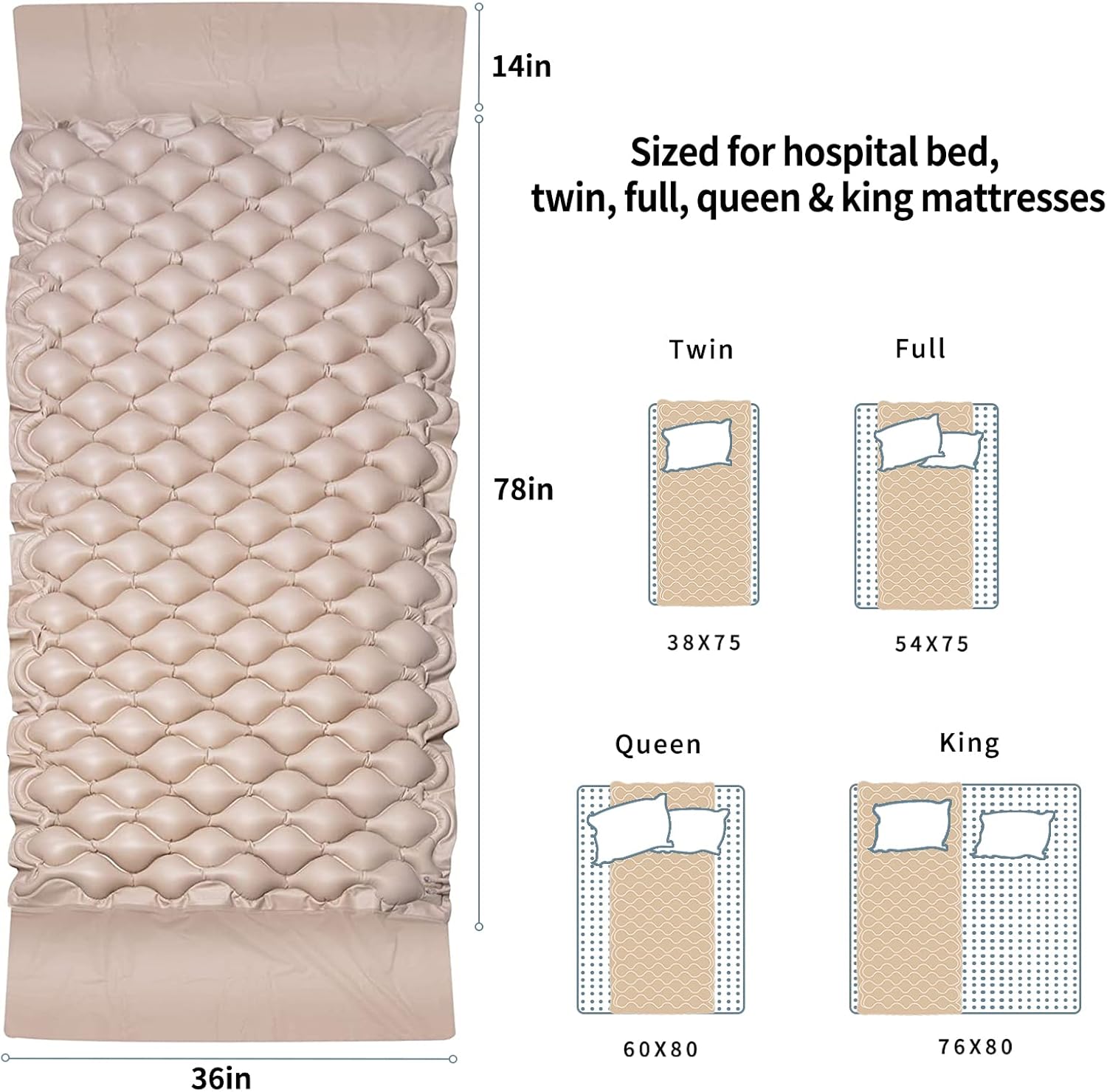 Alternating Pressure Pad Bed Pad to Prevent Bed Sores Air Mattress for Hospital Bed with Quiet Pump Colchon Antiescaras para Persona Encamada