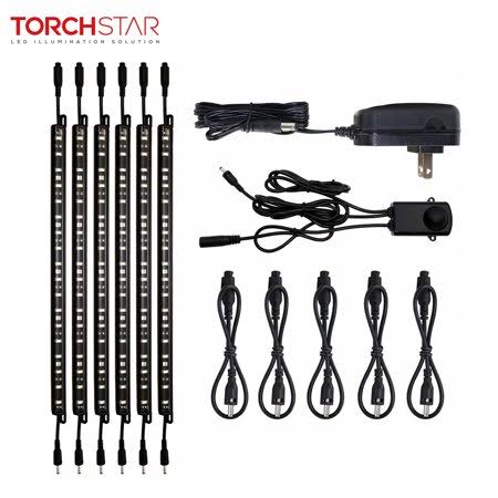 Torchstar LED Safe Lighting Kit, (6) 12’’ Linkable Light Bars + Motion Sensor + Power