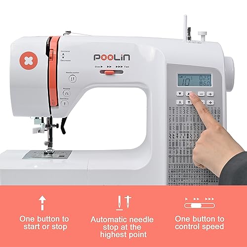 Computerized Self Threading Sewing Machine - 293 Stitches Applications, Comes with Expansion Table and Social Media Video Tutorials