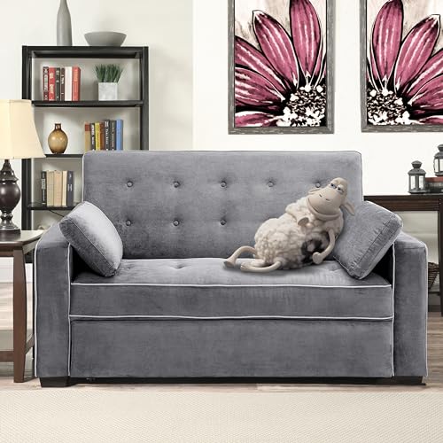 Serta Ainsley 72.6" Convertible Sleeper Sofa, Queen Size, Dreamcoil Comfort, Soft Velvet Fabric, Navy