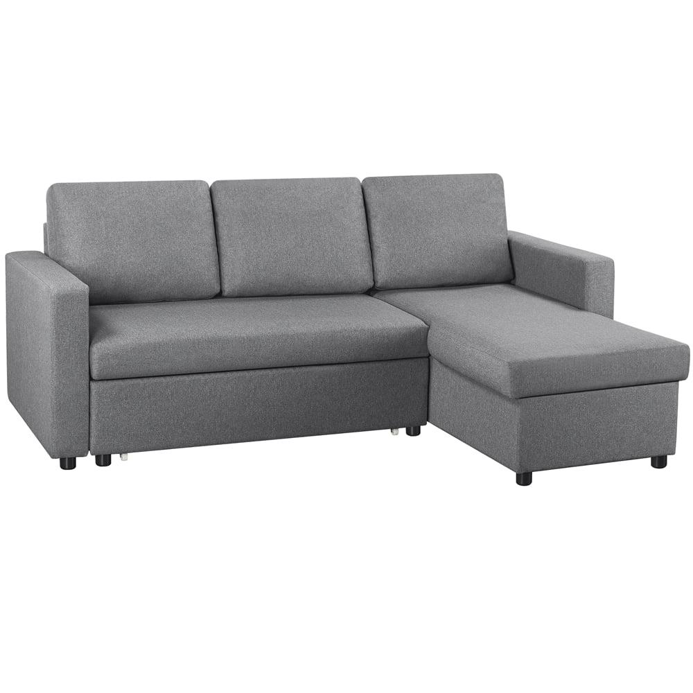 Alden Design Reversible Sectional Sleeper Sofa with USB & Type-C Ports, Light Gray