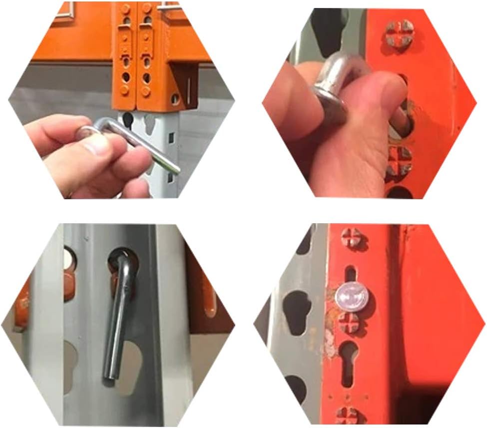 Universal Pallet Rack Drop Pin，J Bolt Safety Clip - Beam Locker for Disengagement Safety of Warehouse, Home or DIY Shelving Unit 13mm Round Head