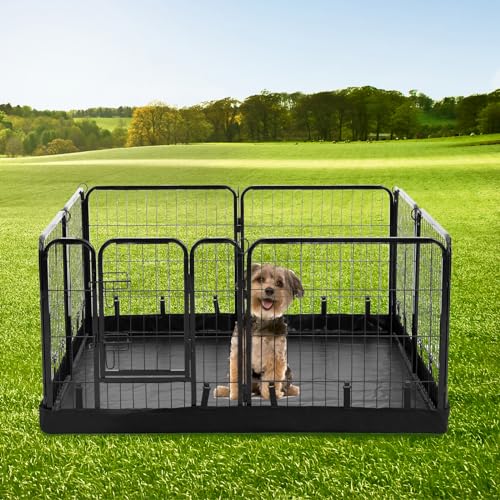 PJYuCien Dog Playpen Plus Storage Bag, 32" H 8 Panels Puppy Pen with Square Bottom, Heavy Duty Dog Fence for Puppies/Small Dogs