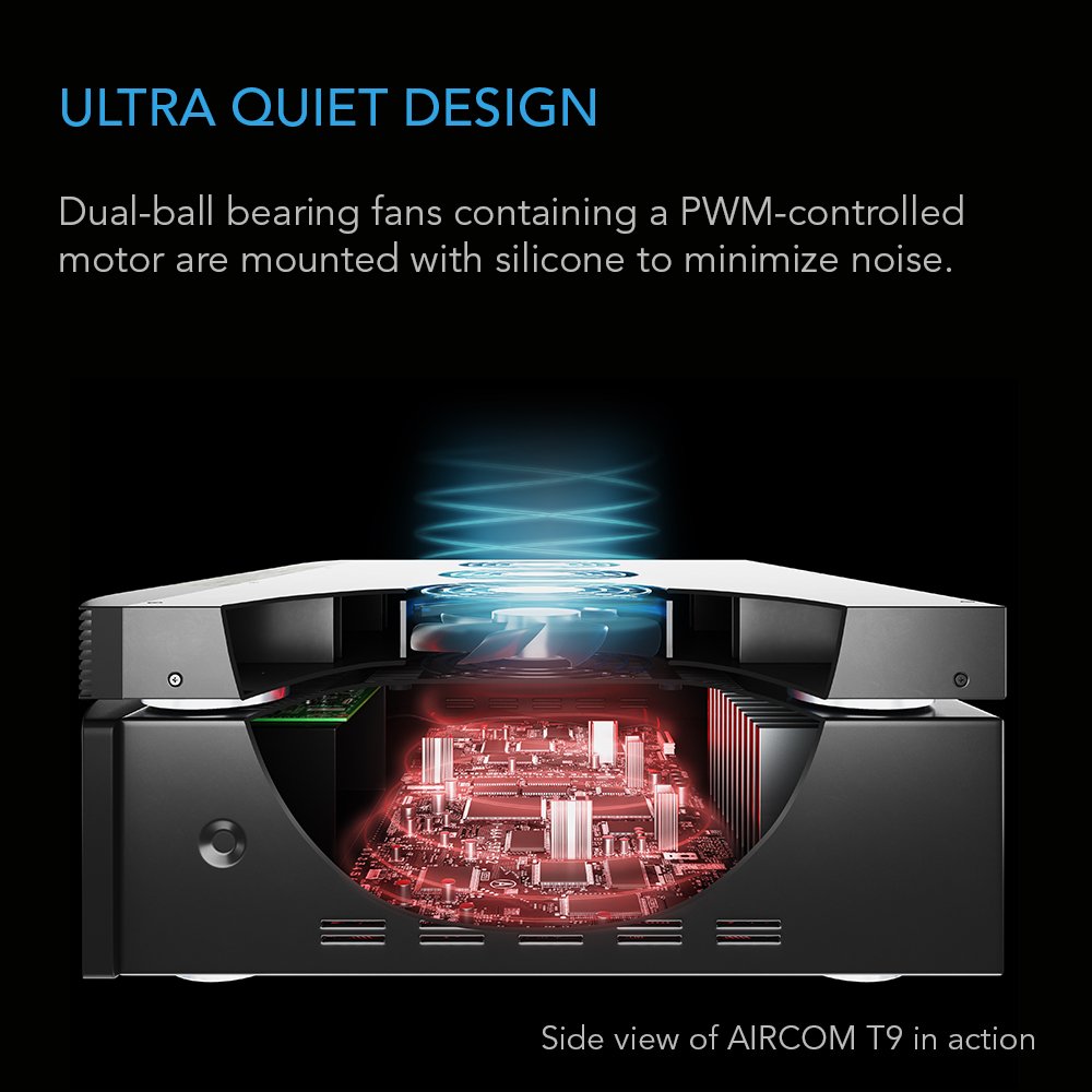 AC Infinity AIRCOM T9, Quiet Cooling Fan System 17 Top-Exhaust for Receivers, Amps, DVR, AV Cabinet Components