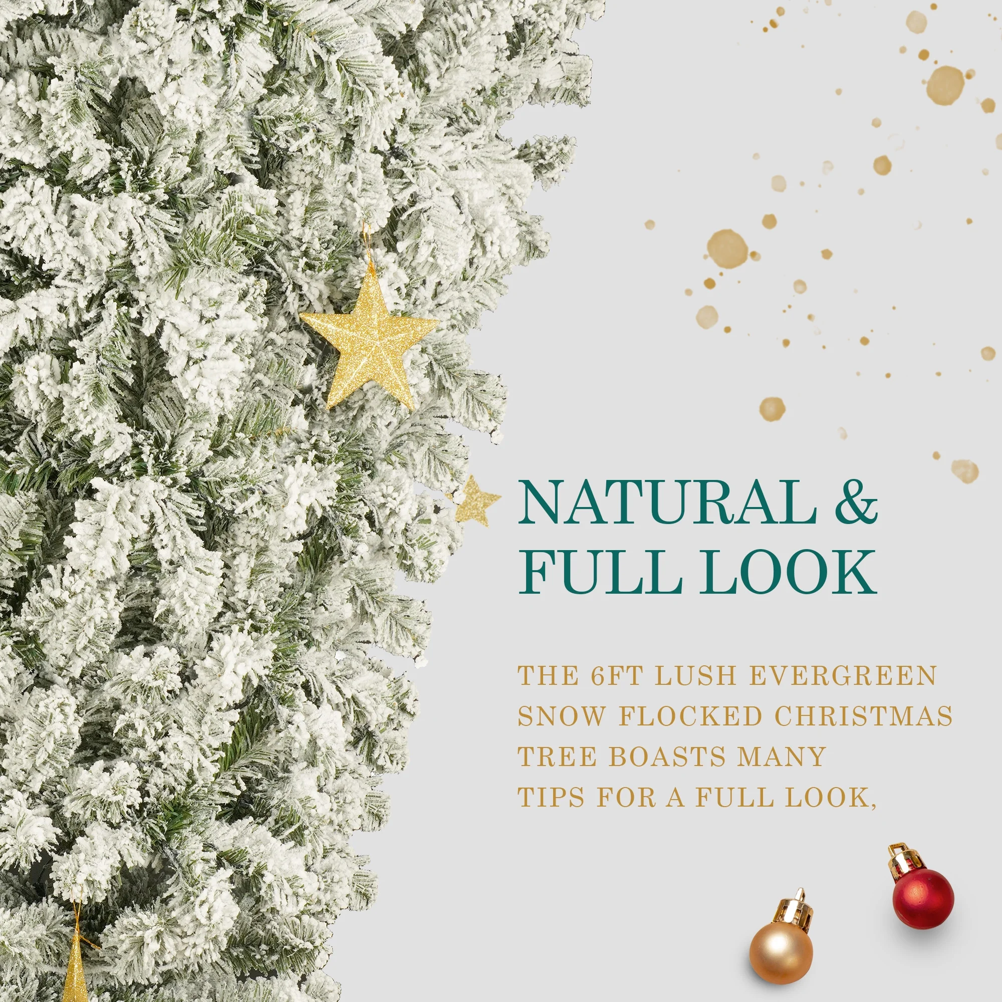 PAPROOS Upside Down Christmas Tree with Lights, 6FT Prelit Artificial Christmas Tree with 360 LED Lights and 966 Branch Tips