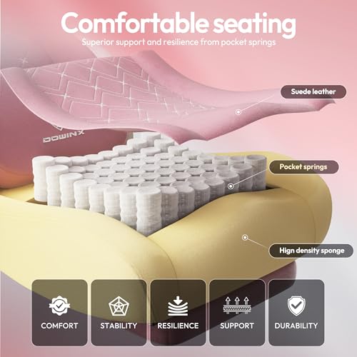 Dowinx Fabric Gaming Chair with Heated Massage Lumbar Support, Computer Game Chairs for Adults