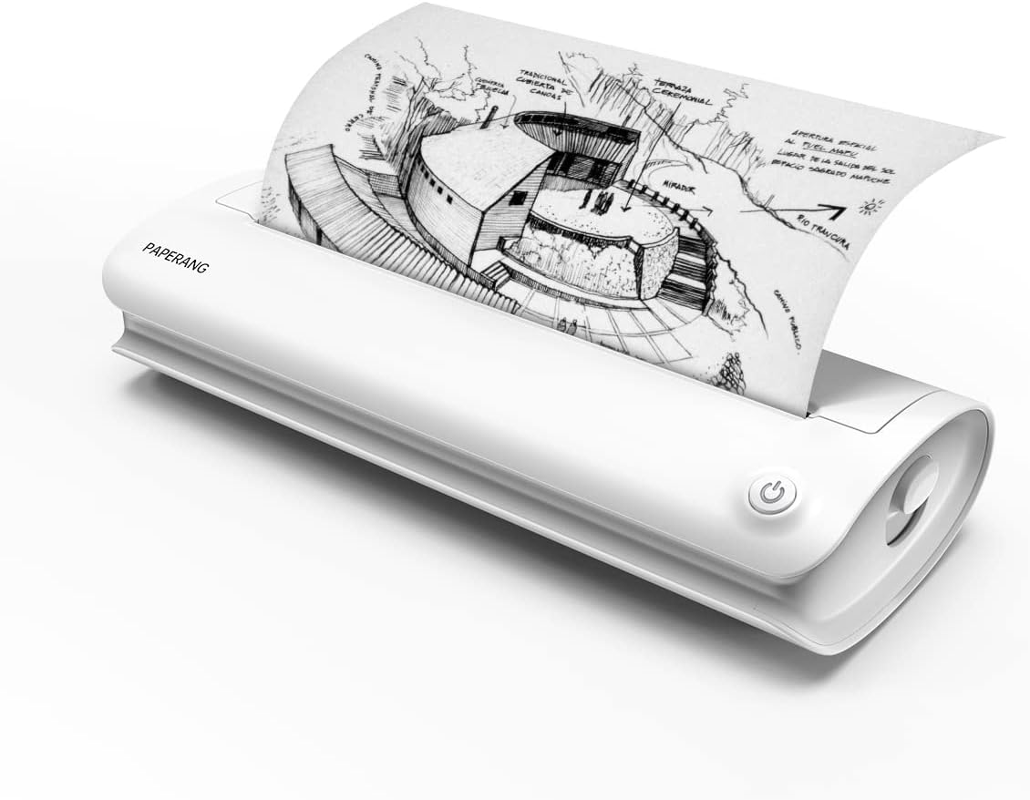 Wireless Bluetooth Portable Printer, 300dpi A4 Thermal Printer, Paperang F1S Travel Printer, Supports 4/8 inch Inkless Printing for Design Sketches