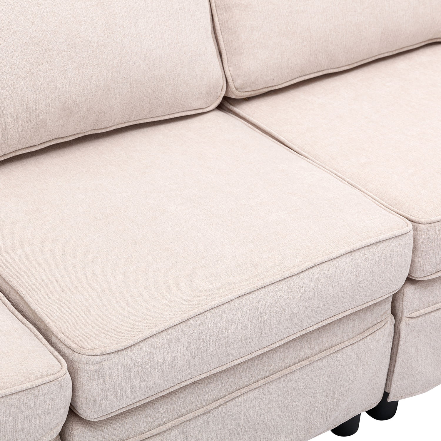 Churanty 108.6" U Shape Modular Convertible Sofa Modern Large Sectional Sofa Linen Oversized Sectional Couches with Removable Ottoman for Living Room