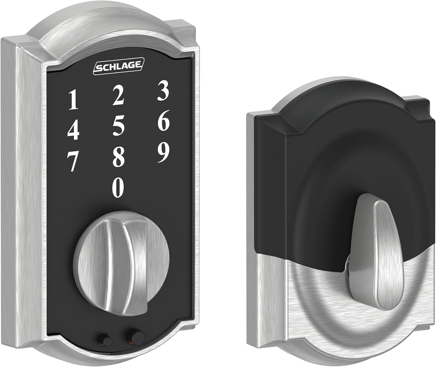 Schlage BE375 CAM 619 Touch Camelot Deadbolt, Electronic Keyless Entry Lock, Satin Nickel