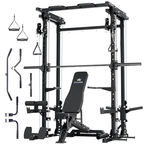 Major Fitness Drone3 Smith△ Machine – All-in-One Home Gym Squat Rack with Weight Bar