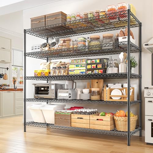 REIBII 55.5" W Storage Shelves 3200LBS Metal Shelving 5 Tier Wire Shelving Unit Garage Shelving Heavy Duty Metal Shelves for Storage Rack Commercial