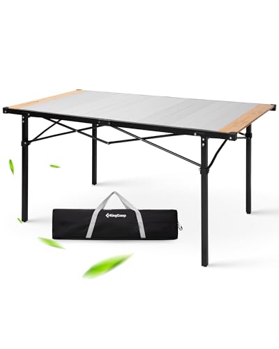 KingCamp Camping Table Folding Portable Table Aluminum Roll Up Lightweight Foldable Large Camp Table for Indoor Outdoor Picnic Backyard, 53.5"X27.5"