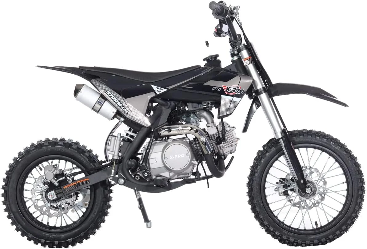 X-Pro Brand New Storm 125cc Dirt Bike with 4-Speed Semi-Auto Transmission, Kick Start, Big 14"/12" Tires! - Curated Treasures Market