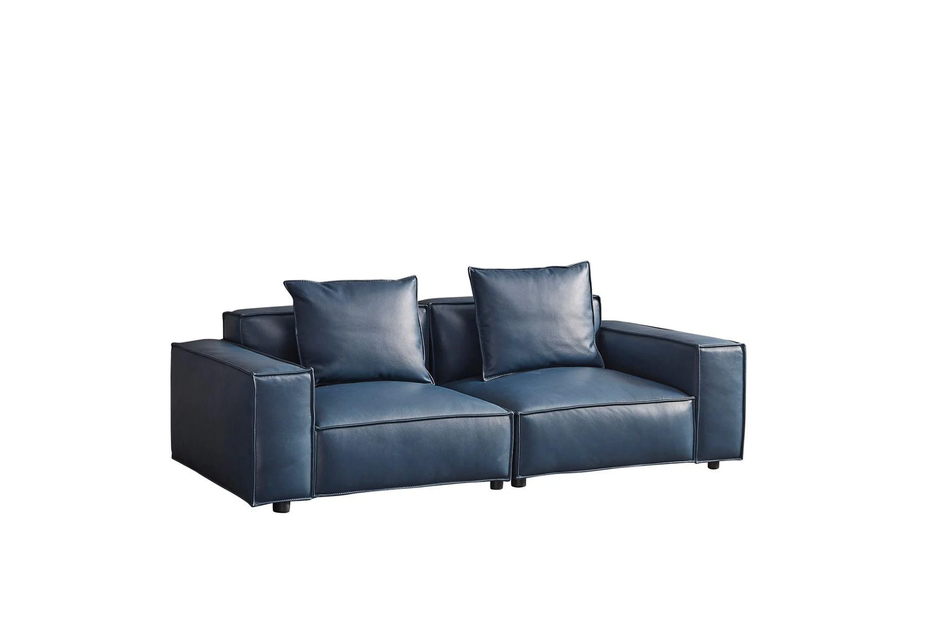 Modern Navy Blue Full Leather Sofa Set 4Pcs American Eagle EK8008-NB