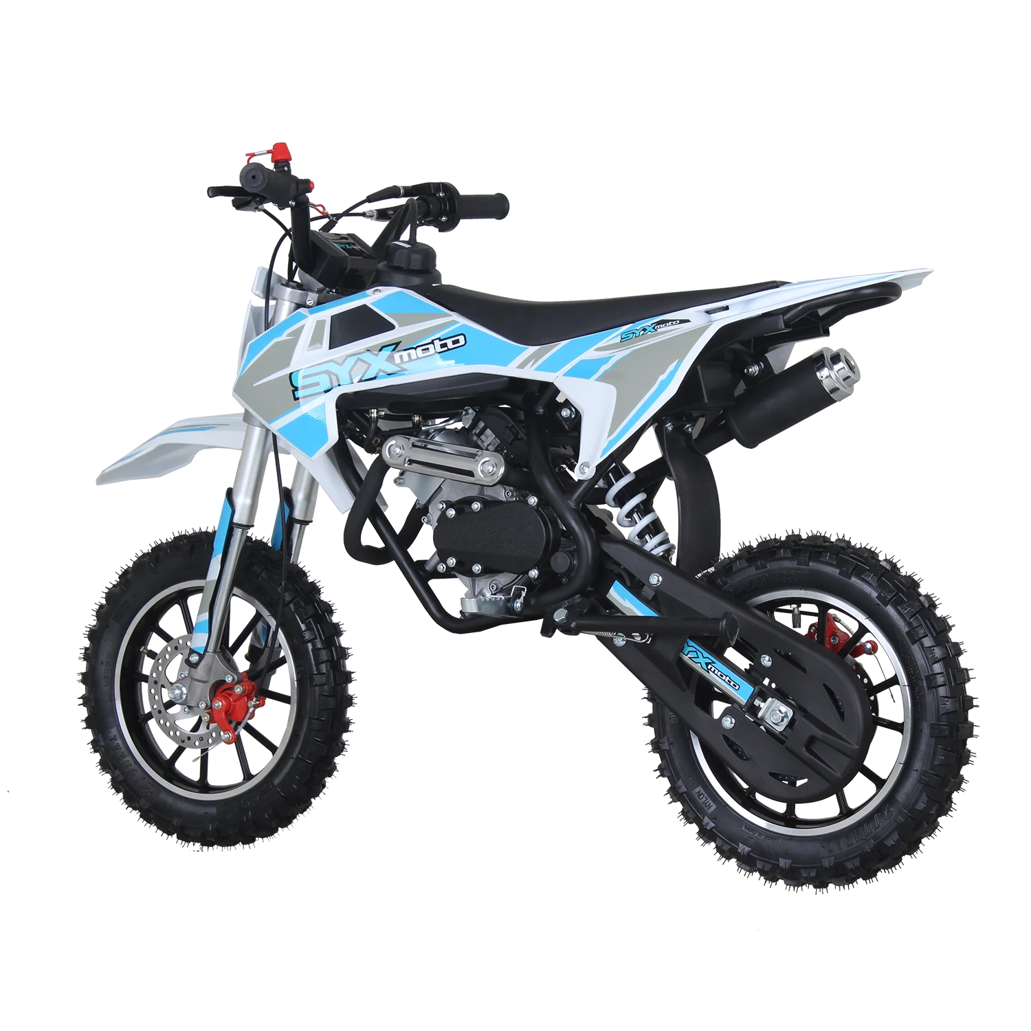 SYX MOTO VK 58cc 4 Stroke Real Motorcycle Engine Gas Powered Kids Dirt Bike, Pull Start, New, Blue/White - Radiant Selections