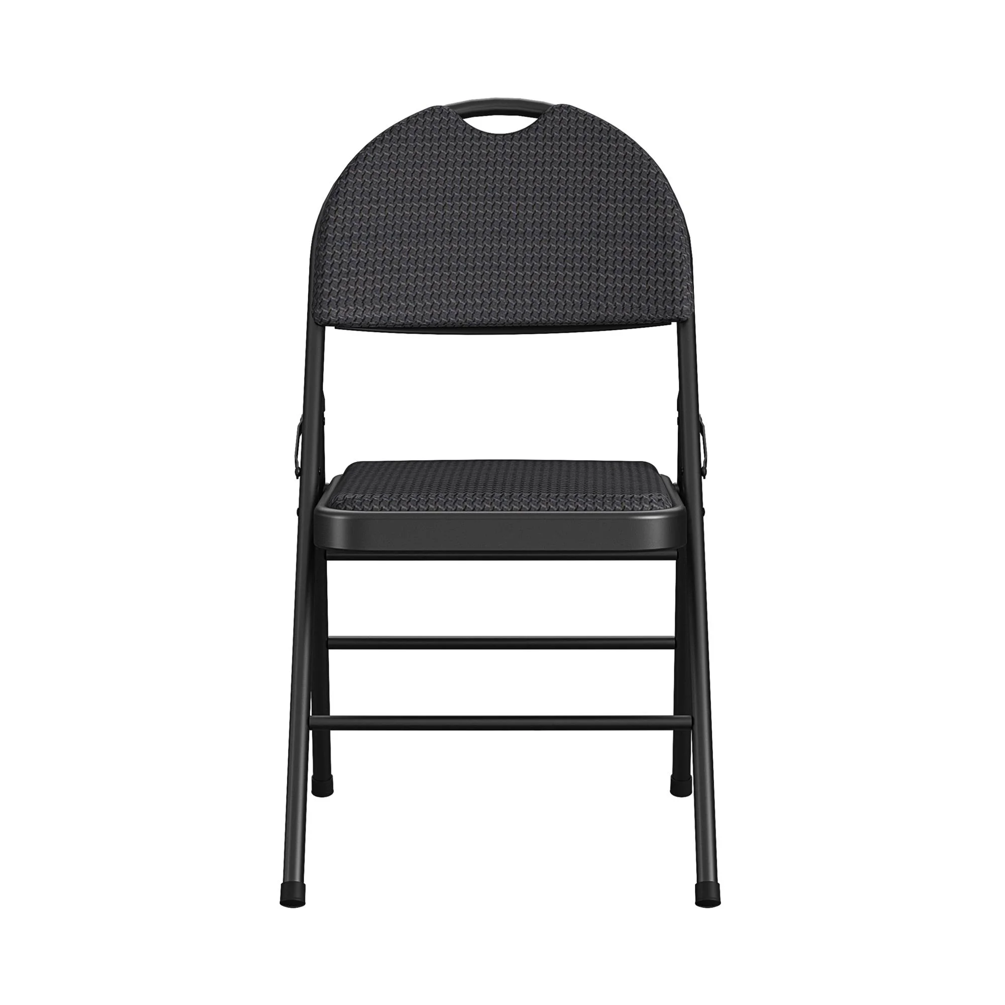 COSCO Commercial XL Comfort Fabric Padded Metal Folding Chair, Triple Braced, Black, 4-Pack