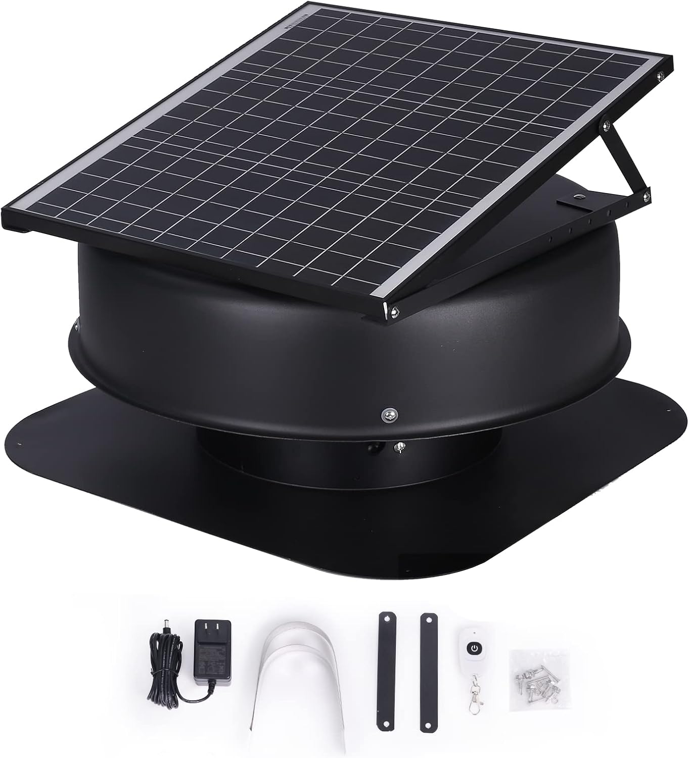 VEVOR Solar Attic Fan, 40 W, 1230 CFM Large Air Flow Solar Roof Vent Fan, Low Noise and Weatherproof with 110V Smart Adapter, Ideal for Home