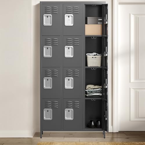 6 Doors Metal Lockers for Employees 72" H Storage Cabinet Lockable Locker with Shelves Steel Storage Locker for Gym School Office Home Requires
