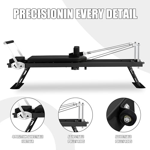 Pilates Reformer Machine for Home Workout, 78" Foldable Pilates Equipment with Dual Resistance& Springs and Cords