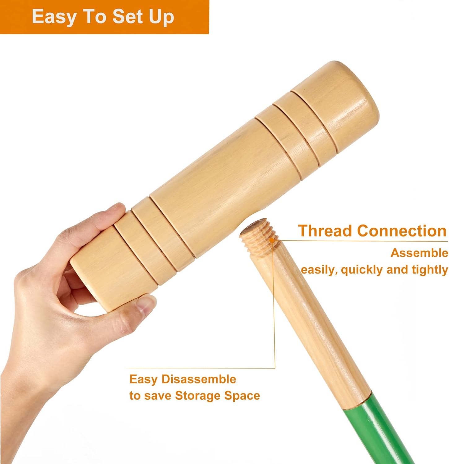 ApudArmis 35In Six Players Croquet Set with Deluxe Premiun Pine Wooden Mallets,Colored Ball,Wickets,Stakes