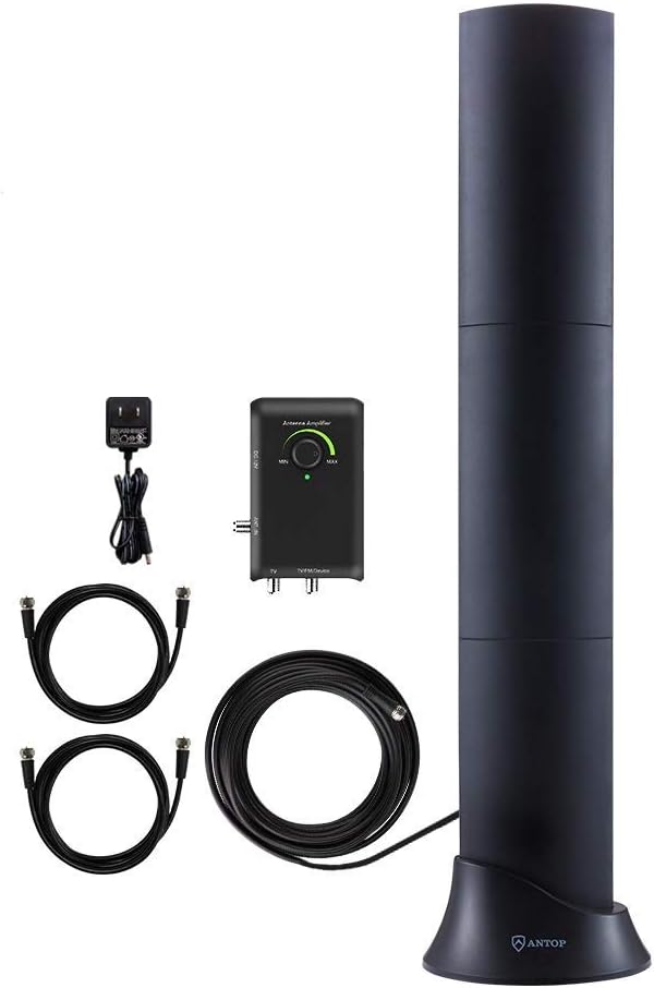 ANTOP All in One Amplified HD TV＆FM Indoor Antenna, Noise-Free 4G LTE Filter & Smart Boost System for Dual Connectivity