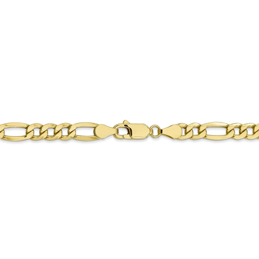 Leslie's Real 10kt Yellow Gold 5.35mm Semi-Solid Figaro Chain; 20 inch; Lobster Clasp; for Adults and Teens; for Women and Men