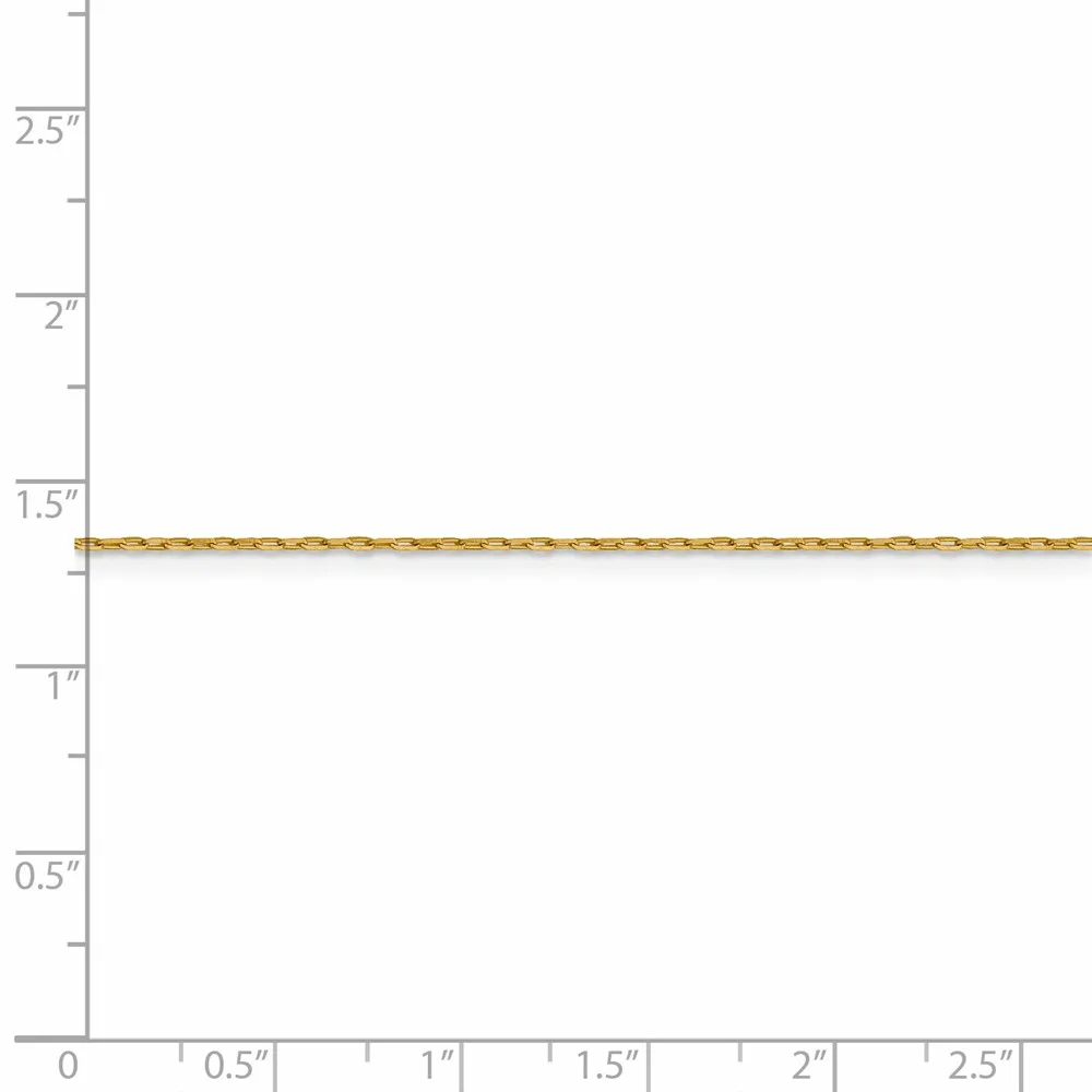 Leslie's Real 14kt Yellow Gold 1mm Diamond Cut Open Long Link Cable Chain; 18 inch; for Adults and Teens; for Women and Men