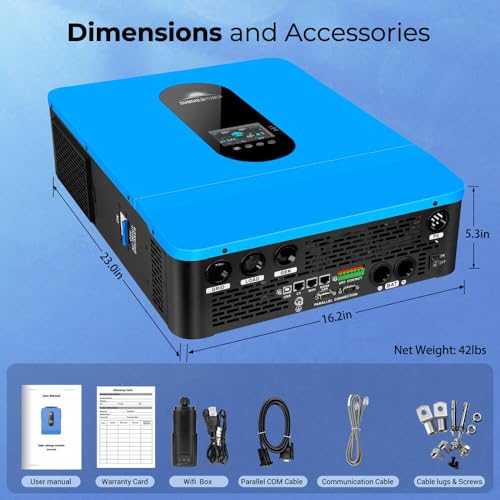 SUNGOLDPOWER 10000W DC 48V UL1741 Solar Inverter,Split Phase,Built-in 2 MPPT Solar Controllers,Max. 200A Battery Charging