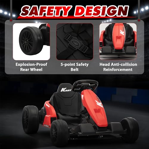 TOBBI 24V Go Kart Electric Drift Kart for Kids 4-16 Year, Ride on Car, 8 MPH Battery Powered Crazy Cart for Kids