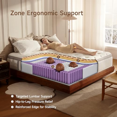 Queen Size Mattress, 12 inch Queen Cooling Gel Memory Foam Mattresses for Pressure Relief, Medium Firm Hybrid Mattress in a Box, CertiPUR-US Certified
