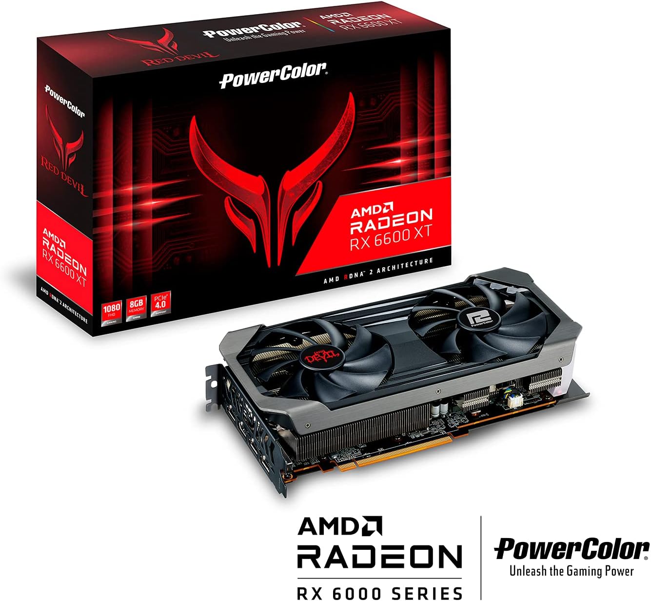 PowerColor Red Devil AMD Radeon RX 6600 XT Gaming Graphics Card with 8GB GDDR6 Memory, Powered by AMD RDNA 2, HDMI 2.1