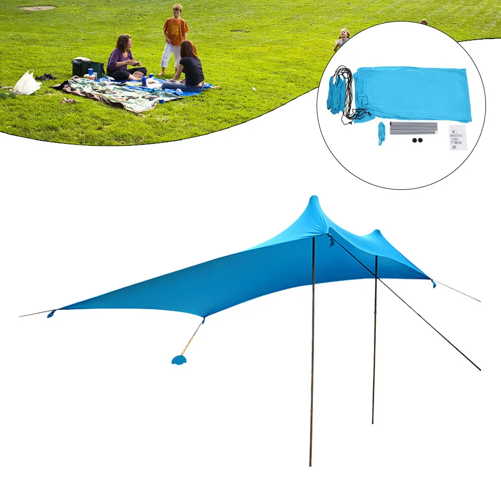 Beach Tent Sun Shelter 10x10ft Portable Sun Shade Canopy Awning with Sandbag