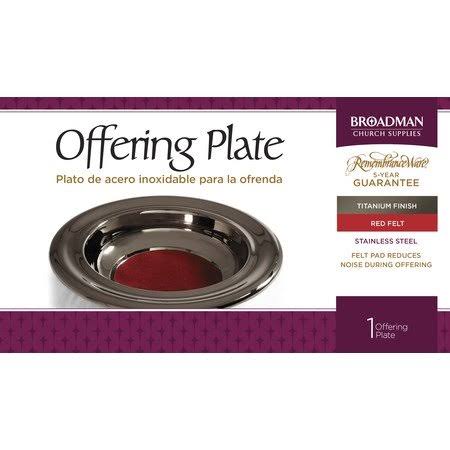 Offering Plate-Titanium-Stainless Steel w/Red Felt