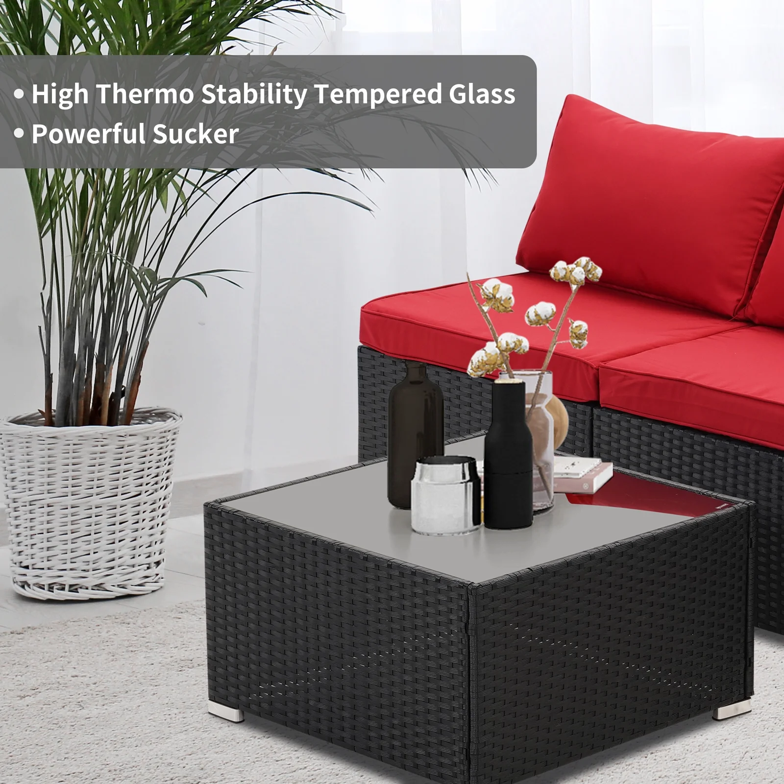 Ainfox 7 Pcs Outdoor Patio Furniture Sofa Set on Sale,Red