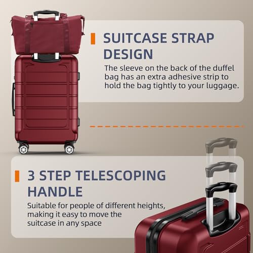 SHOWKOO Luggage Sets Expandable PC+ABS Durable Suitcase Double Wheels TSA Lock Black