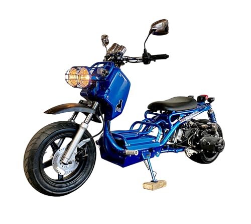 50cc Stretched Scooter Generation 1, Automatic Transmission, PMZ50-19, Wide 205/30-12 Rear Tire, Retro Speedometer, Gas Gauge