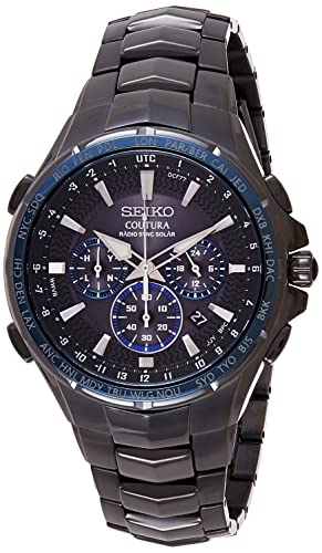 SEIKO SSG010 Watch for Men - Coutura Collection - Radio Sync Solar Chronograph, Two-Tone Stainless Steel Case & Bracelet