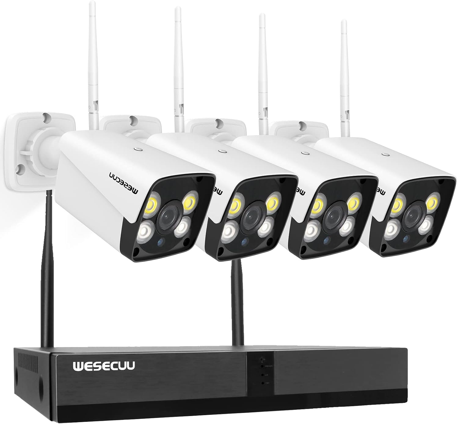 WESECUU 3MP Security Cameras Outdoor with Human Detection, Floodlight, Color Night Vision, Audio, WiFi IP Camera, CCTV Surveillance
